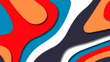 Kağıt Sanat karikatür soyut dalgalar. Kağıt arka plan bölmek. Modern origami tasarım şablonu. Kağıt arka plan kes. Soyut gerçekçi kağıt dekorasyon dokulu tasarımı için