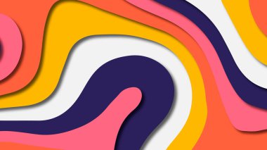 Kağıt Sanat karikatür soyut dalgalar. Kağıt arka plan bölmek. Modern origami tasarım şablonu. Kağıt arka plan kes. Soyut gerçekçi kağıt dekorasyon dokulu tasarımı için