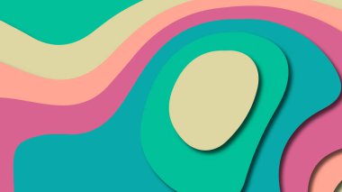 Kağıt Sanat karikatür soyut dalgalar. Kağıt arka plan bölmek. Modern origami tasarım şablonu. Kağıt arka plan kes. Soyut gerçekçi kağıt dekorasyon dokulu tasarımı için