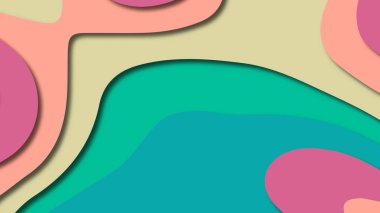 Kağıt Sanat karikatür soyut dalgalar. Kağıt arka plan bölmek. Modern origami tasarım şablonu. Kağıt arka plan kes. Soyut gerçekçi kağıt dekorasyon dokulu tasarımı için