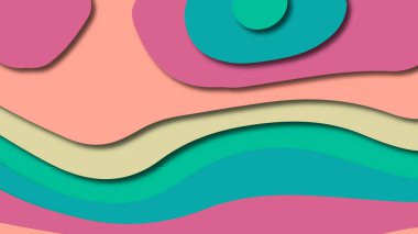 Kağıt Sanat karikatür soyut dalgalar. Kağıt arka plan bölmek. Modern origami tasarım şablonu. Kağıt arka plan kes. Soyut gerçekçi kağıt dekorasyon dokulu tasarımı için