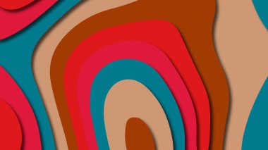 Kağıt Sanat karikatür soyut dalgalar. Kağıt arka plan bölmek. Modern origami tasarım şablonu. Kağıt arka plan kes. Soyut gerçekçi kağıt dekorasyon dokulu tasarımı için