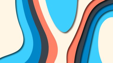 Kağıt Sanat karikatür soyut dalgalar. Kağıt arka plan bölmek. Modern origami tasarım şablonu. Kağıt arka plan kes. Soyut gerçekçi kağıt dekorasyon dokulu tasarımı için