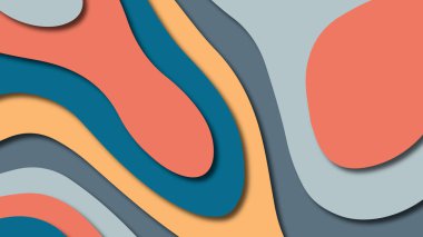 Kağıt Sanat karikatür soyut dalgalar. Kağıt arka plan bölmek. Modern origami tasarım şablonu. Kağıt arka plan kes. Soyut gerçekçi kağıt dekorasyon dokulu tasarımı için