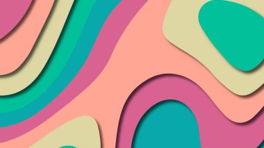 Kağıt Sanat karikatür soyut dalgalar. Kağıt arka plan bölmek. Modern origami tasarım şablonu. Kağıt arka plan kes. Soyut gerçekçi kağıt dekorasyon dokulu tasarımı için