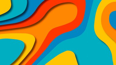 Kağıt Sanat karikatür soyut dalgalar. Kağıt arka plan bölmek. Modern origami tasarım şablonu. Kağıt arka plan kes. Soyut gerçekçi kağıt dekorasyon dokulu tasarımı için