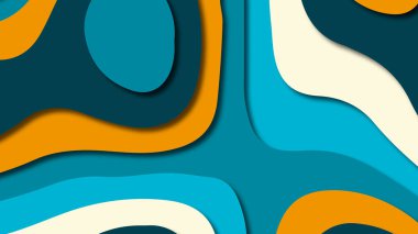 Kağıt Sanat karikatür soyut dalgalar. Kağıt arka plan bölmek. Modern origami tasarım şablonu. Kağıt arka plan kes. Soyut gerçekçi kağıt dekorasyon dokulu tasarımı için