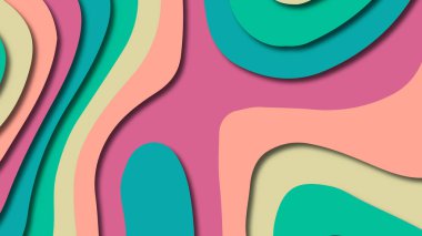 Kağıt Sanat karikatür soyut dalgalar. Kağıt arka plan bölmek. Modern origami tasarım şablonu. Kağıt arka plan kes. Soyut gerçekçi kağıt dekorasyon dokulu tasarımı için