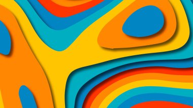 Kağıt Sanat karikatür soyut dalgalar. Kağıt arka plan bölmek. Modern origami tasarım şablonu. Kağıt arka plan kes. Soyut gerçekçi kağıt dekorasyon dokulu tasarımı için