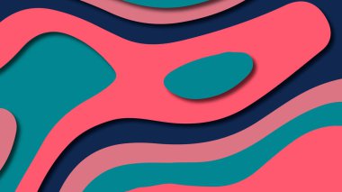 Kağıt Sanat karikatür soyut dalgalar. Kağıt arka plan bölmek. Modern origami tasarım şablonu. Kağıt arka plan kes. Soyut gerçekçi kağıt dekorasyon dokulu tasarımı için