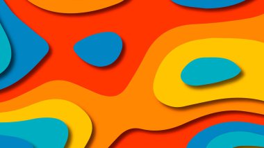 Kağıt Sanat karikatür soyut dalgalar. Kağıt arka plan bölmek. Modern origami tasarım şablonu. Kağıt arka plan kes. Soyut gerçekçi kağıt dekorasyon dokulu tasarımı için