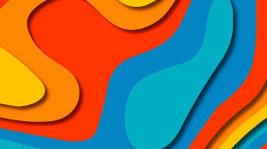 Kağıt Sanat karikatür soyut dalgalar. Kağıt arka plan bölmek. Modern origami tasarım şablonu. Kağıt arka plan kes. Soyut gerçekçi kağıt dekorasyon dokulu tasarımı için