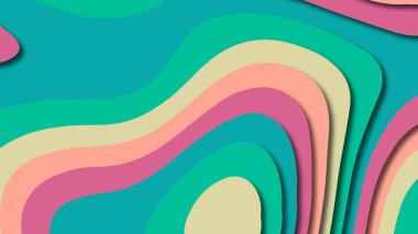 Kağıt Sanat karikatür soyut dalgalar. Kağıt arka plan bölmek. Modern origami tasarım şablonu. Kağıt arka plan kes. Soyut gerçekçi kağıt dekorasyon dokulu tasarımı için