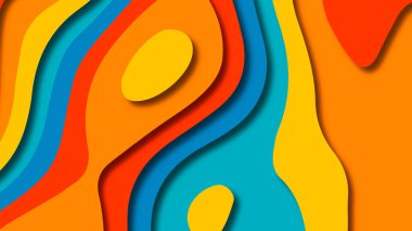 Kağıt Sanat karikatür soyut dalgalar. Kağıt arka plan bölmek. Modern origami tasarım şablonu. Kağıt arka plan kes. Soyut gerçekçi kağıt dekorasyon dokulu tasarımı için