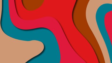 Kağıt Sanat karikatür soyut dalgalar. Kağıt arka plan bölmek. Modern origami tasarım şablonu. Kağıt arka plan kes. Soyut gerçekçi kağıt dekorasyon dokulu tasarımı için