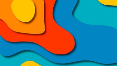 Kağıt Sanat karikatür soyut dalgalar. Kağıt arka plan bölmek. Modern origami tasarım şablonu. Kağıt arka plan kes. Soyut gerçekçi kağıt dekorasyon dokulu tasarımı için