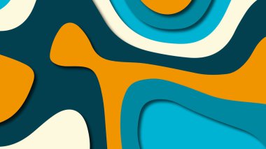 Kağıt Sanat karikatür soyut dalgalar. Kağıt arka plan bölmek. Modern origami tasarım şablonu. Kağıt arka plan kes. Soyut gerçekçi kağıt dekorasyon dokulu tasarımı için