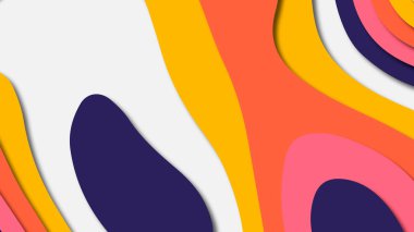 Kağıt Sanat karikatür soyut dalgalar. Kağıt arka plan bölmek. Modern origami tasarım şablonu. Kağıt arka plan kes. Soyut gerçekçi kağıt dekorasyon dokulu tasarımı için