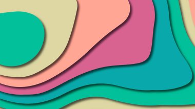 Kağıt Sanat karikatür soyut dalgalar. Kağıt arka plan bölmek. Modern origami tasarım şablonu. Kağıt arka plan kes. Soyut gerçekçi kağıt dekorasyon dokulu tasarımı için