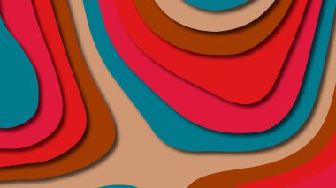 Kağıt Sanat karikatür soyut dalgalar. Kağıt arka plan bölmek. Modern origami tasarım şablonu. Kağıt arka plan kes. Soyut gerçekçi kağıt dekorasyon dokulu tasarımı için