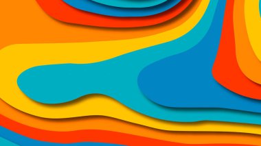 Kağıt Sanat karikatür soyut dalgalar. Kağıt arka plan bölmek. Modern origami tasarım şablonu. Kağıt arka plan kes. Soyut gerçekçi kağıt dekorasyon dokulu tasarımı için