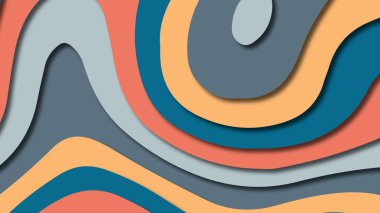 Kağıt Sanat karikatür soyut dalgalar. Kağıt arka plan bölmek. Modern origami tasarım şablonu. Kağıt arka plan kes. Soyut gerçekçi kağıt dekorasyon dokulu tasarımı için