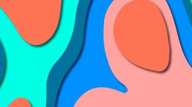 Kağıt Sanat karikatür soyut dalgalar. Kağıt arka plan bölmek. Modern origami tasarım şablonu. Kağıt arka plan kes. Soyut gerçekçi kağıt dekorasyon dokulu tasarımı için