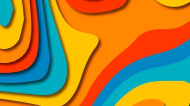 Kağıt Sanat karikatür soyut dalgalar. Kağıt arka plan bölmek. Modern origami tasarım şablonu. Kağıt arka plan kes. Soyut gerçekçi kağıt dekorasyon dokulu tasarımı için