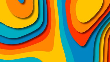 Kağıt Sanat karikatür soyut dalgalar. Kağıt arka plan bölmek. Modern origami tasarım şablonu. Kağıt arka plan kes. Soyut gerçekçi kağıt dekorasyon dokulu tasarımı için