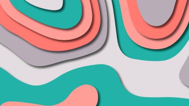 Kağıt Sanat karikatür soyut dalgalar. Kağıt arka plan bölmek. Modern origami tasarım şablonu. Kağıt arka plan kes. Soyut gerçekçi kağıt dekorasyon dokulu tasarımı için