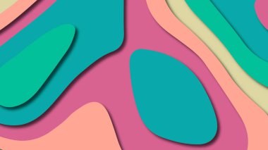 Kağıt Sanat karikatür soyut dalgalar. Kağıt arka plan bölmek. Modern origami tasarım şablonu. Kağıt arka plan kes. Soyut gerçekçi kağıt dekorasyon dokulu tasarımı için