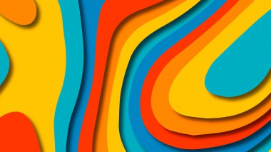 Kağıt Sanat karikatür soyut dalgalar. Kağıt arka plan bölmek. Modern origami tasarım şablonu. Kağıt arka plan kes. Soyut gerçekçi kağıt dekorasyon dokulu tasarımı için