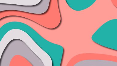 Kağıt Sanat karikatür soyut dalgalar. Kağıt arka plan bölmek. Modern origami tasarım şablonu. Kağıt arka plan kes. Soyut gerçekçi kağıt dekorasyon dokulu tasarımı için