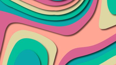 Kağıt Sanat karikatür soyut dalgalar. Kağıt arka plan bölmek. Modern origami tasarım şablonu. Kağıt arka plan kes. Soyut gerçekçi kağıt dekorasyon dokulu tasarımı için