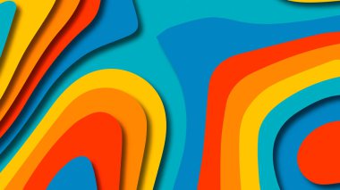 Kağıt Sanat karikatür soyut dalgalar. Kağıt arka plan bölmek. Modern origami tasarım şablonu. Kağıt arka plan kes. Soyut gerçekçi kağıt dekorasyon dokulu tasarımı için