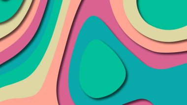 Kağıt Sanat karikatür soyut dalgalar. Kağıt arka plan bölmek. Modern origami tasarım şablonu. Kağıt arka plan kes. Soyut gerçekçi kağıt dekorasyon dokulu tasarımı için