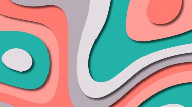 Kağıt Sanat karikatür soyut dalgalar. Kağıt arka plan bölmek. Modern origami tasarım şablonu. Kağıt arka plan kes. Soyut gerçekçi kağıt dekorasyon dokulu tasarımı için