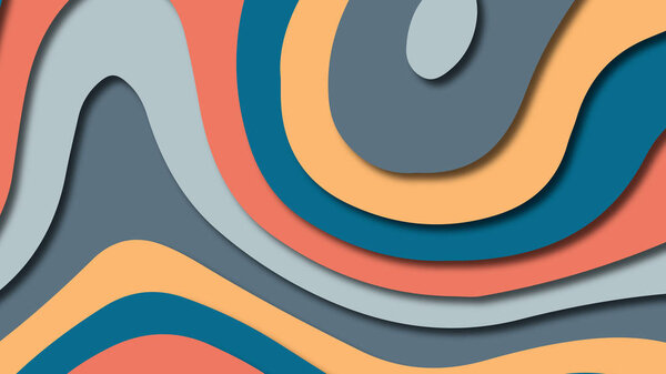 Paper art cartoon abstract waves. Paper carve background. Modern origami design template.Paper cut background. Abstract realistic paper decoration for design textured