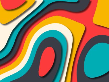 kağıt ile 3D arka plan şekilleri kesim. Soyut kağıt kitap kapağı için şablon arka plan bölmek. Kağıt arka plan kes. Soyut gerçekçi kağıt dekorasyon tasarımı için