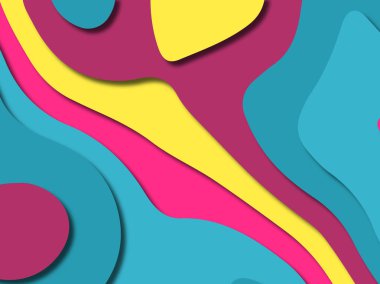 kağıt ile 3D arka plan şekilleri kesim. Soyut kağıt kitap kapağı için şablon arka plan bölmek. Kağıt arka plan kes. Soyut gerçekçi kağıt dekorasyon tasarımı için