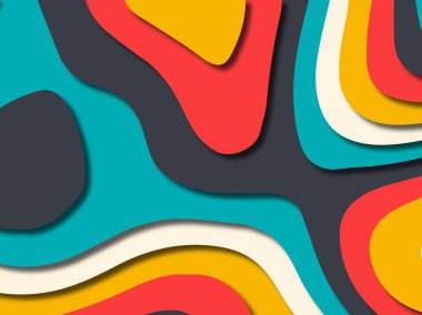 kağıt ile 3D arka plan şekilleri kesim. Soyut kağıt kitap kapağı için şablon arka plan bölmek. Kağıt arka plan kes. Soyut gerçekçi kağıt dekorasyon tasarımı için