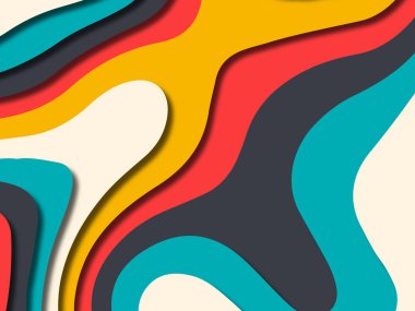 kağıt ile 3D arka plan şekilleri kesim. Soyut kağıt kitap kapağı için şablon arka plan bölmek. Kağıt arka plan kes. Soyut gerçekçi kağıt dekorasyon tasarımı için