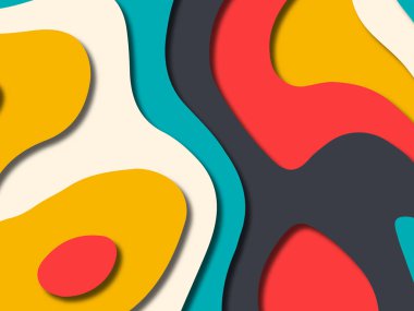 kağıt ile 3D arka plan şekilleri kesim. Soyut kağıt kitap kapağı için şablon arka plan bölmek. Kağıt arka plan kes. Soyut gerçekçi kağıt dekorasyon tasarımı için