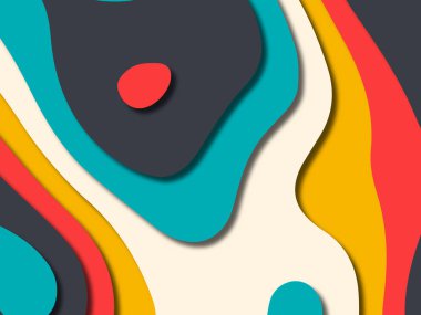 kağıt ile 3D arka plan şekilleri kesim. Soyut kağıt kitap kapağı için şablon arka plan bölmek. Kağıt arka plan kes. Soyut gerçekçi kağıt dekorasyon tasarımı için