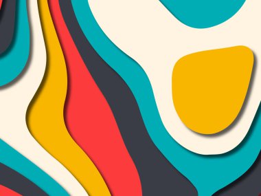 kağıt ile 3D arka plan şekilleri kesim. Soyut kağıt kitap kapağı için şablon arka plan bölmek. Kağıt arka plan kes. Soyut gerçekçi kağıt dekorasyon tasarımı için