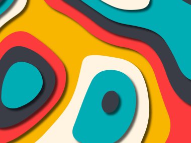 kağıt ile 3D arka plan şekilleri kesim. Soyut kağıt kitap kapağı için şablon arka plan bölmek. Kağıt arka plan kes. Soyut gerçekçi kağıt dekorasyon tasarımı için