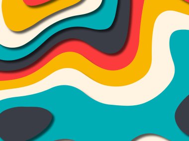 kağıt ile 3D arka plan şekilleri kesim. Soyut kağıt kitap kapağı için şablon arka plan bölmek. Kağıt arka plan kes. Soyut gerçekçi kağıt dekorasyon tasarımı için