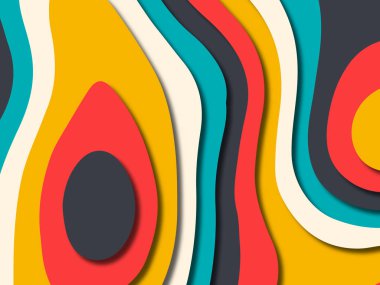 kağıt ile 3D arka plan şekilleri kesim. Soyut kağıt kitap kapağı için şablon arka plan bölmek. Kağıt arka plan kes. Soyut gerçekçi kağıt dekorasyon tasarımı için