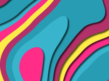 kağıt ile 3D arka plan şekilleri kesim. Soyut kağıt kitap kapağı için şablon arka plan bölmek. Kağıt arka plan kes. Soyut gerçekçi kağıt dekorasyon tasarımı için