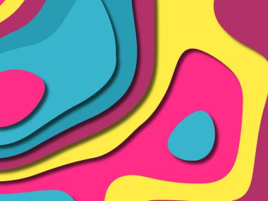 kağıt ile 3D arka plan şekilleri kesim. Soyut kağıt kitap kapağı için şablon arka plan bölmek. Kağıt arka plan kes. Soyut gerçekçi kağıt dekorasyon tasarımı için